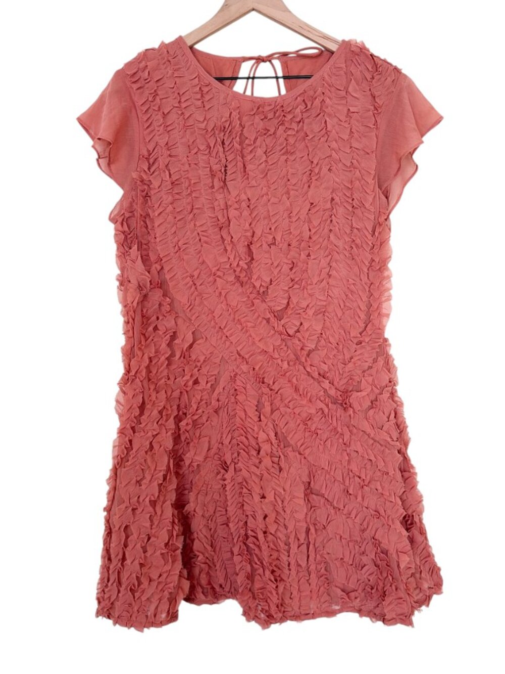NWT ASOS Design Dusky Pink Chiffon Ruffle Micro Mini Dress - Picture 2 of 8